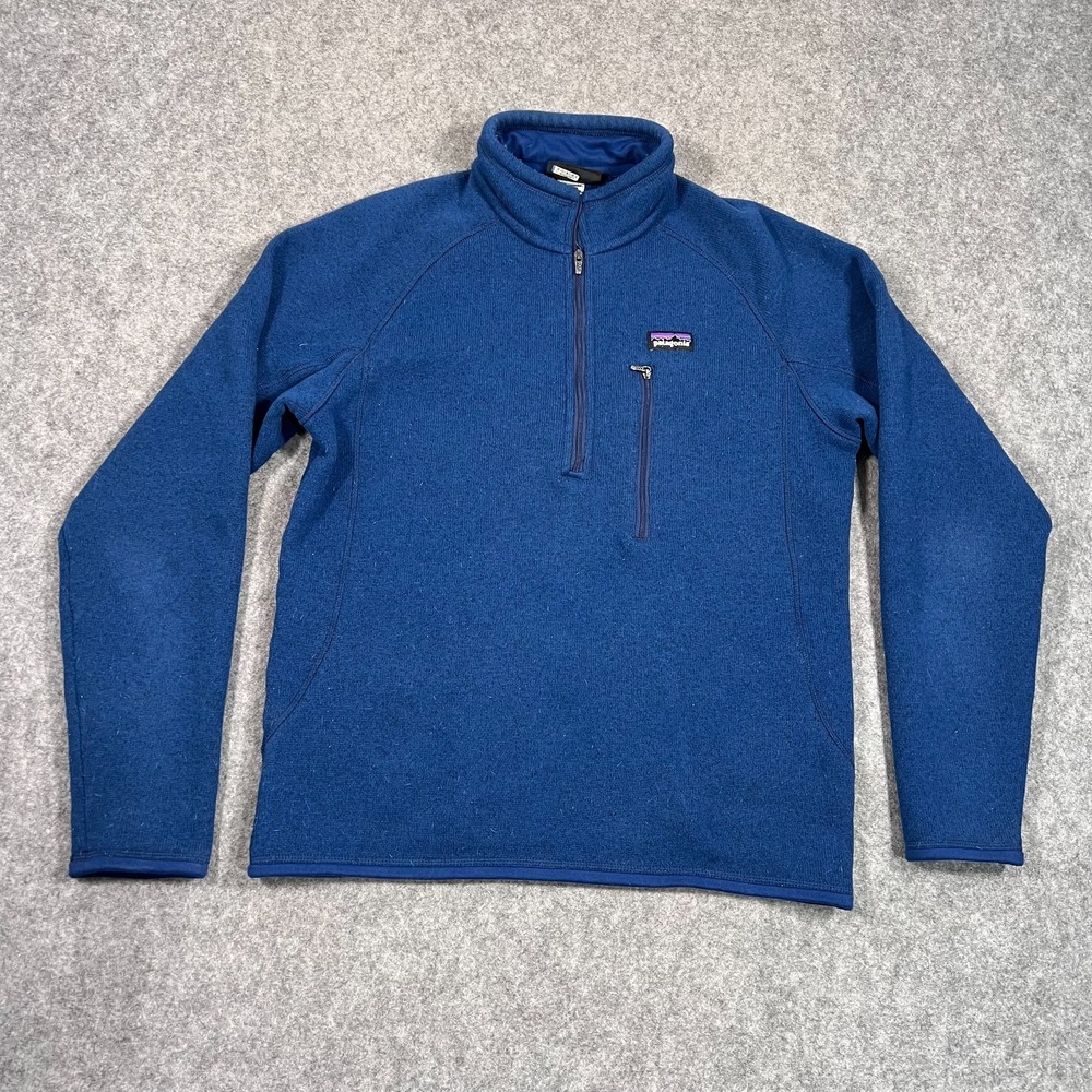 Patagonia Cobalt Blue Fleece Knit 1/4 Zip Better Sweater Men's Size Small